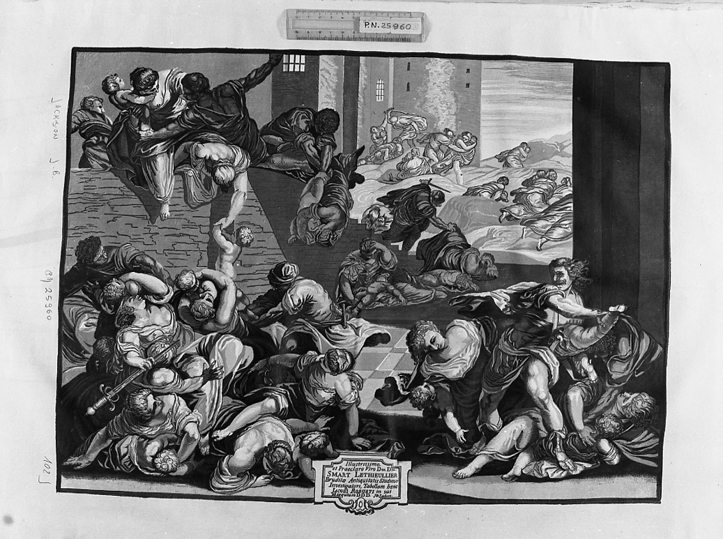 Strage degli innocenti, strage degli innocenti (stampa a colori) di Jackson John Baptist (sec. XVIII)