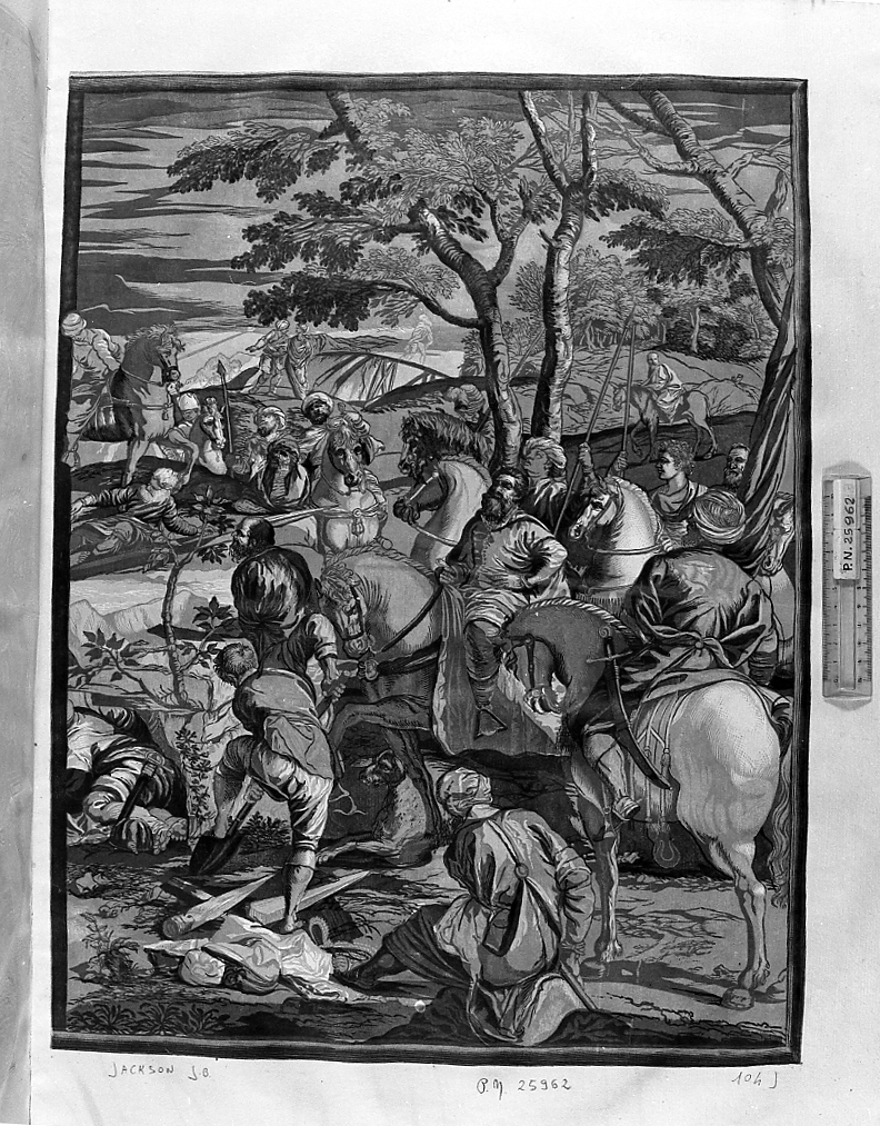 Crocifissione, crocifissione (stampa a colori) di Jackson John Baptist (sec. XVIII)