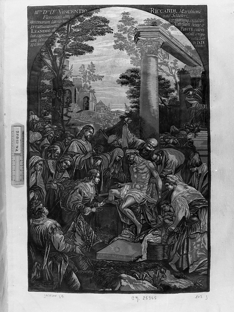 Deposizione di Cristo nel sepolcro, deposizione di Cristo nel sepolcro (stampa a colori) di Jackson John Baptist (sec. XVIII)
