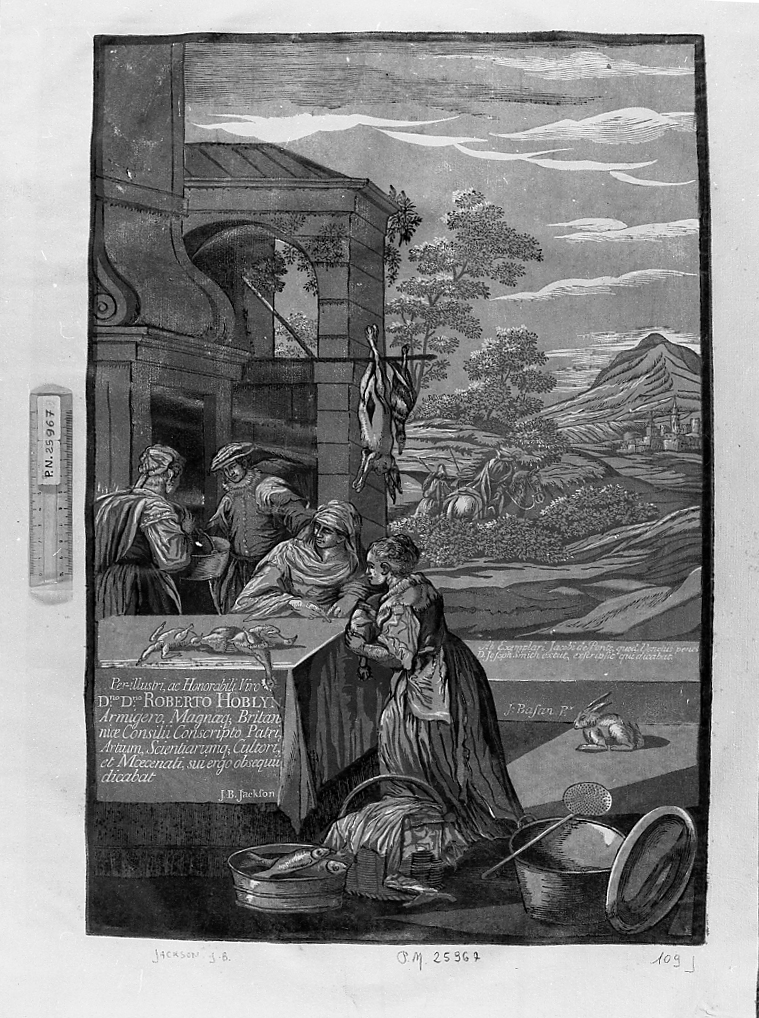 Scena di genere, scena campestre (stampa a colori) di Jackson John Baptist (sec. XVIII)