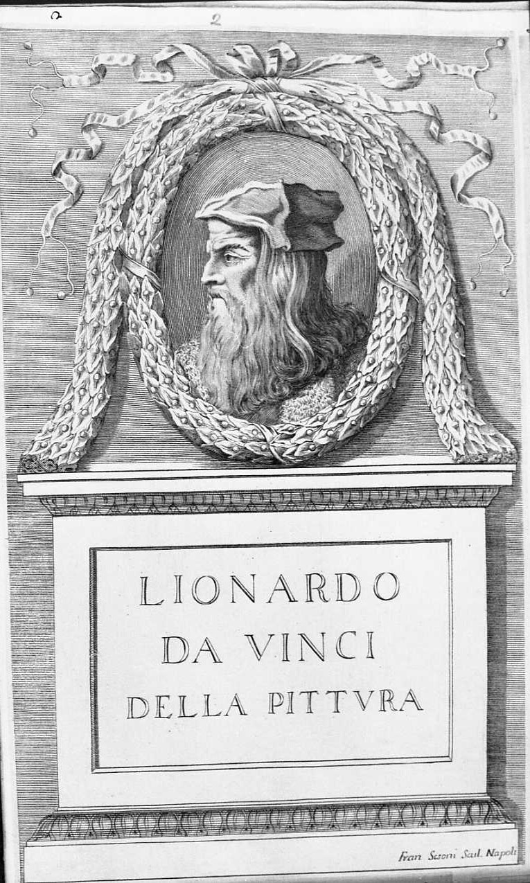 Ritratto di Leonardo, ritratti (stampa tagliata) di Sesone Francesco (sec. XVIII)