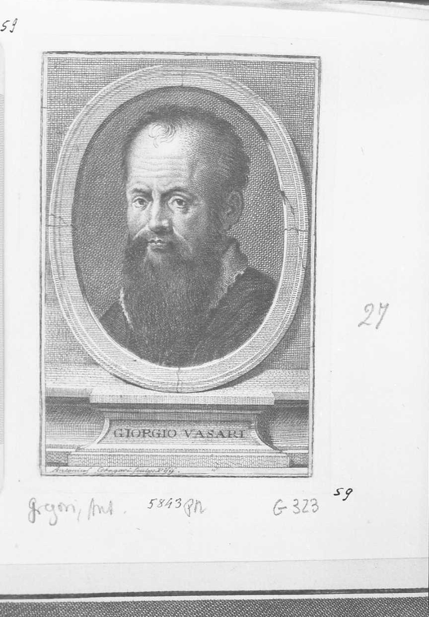 Ritratto del Vasari, ritratti (stampa tagliata) di Gregori Antonio (sec. XIX)