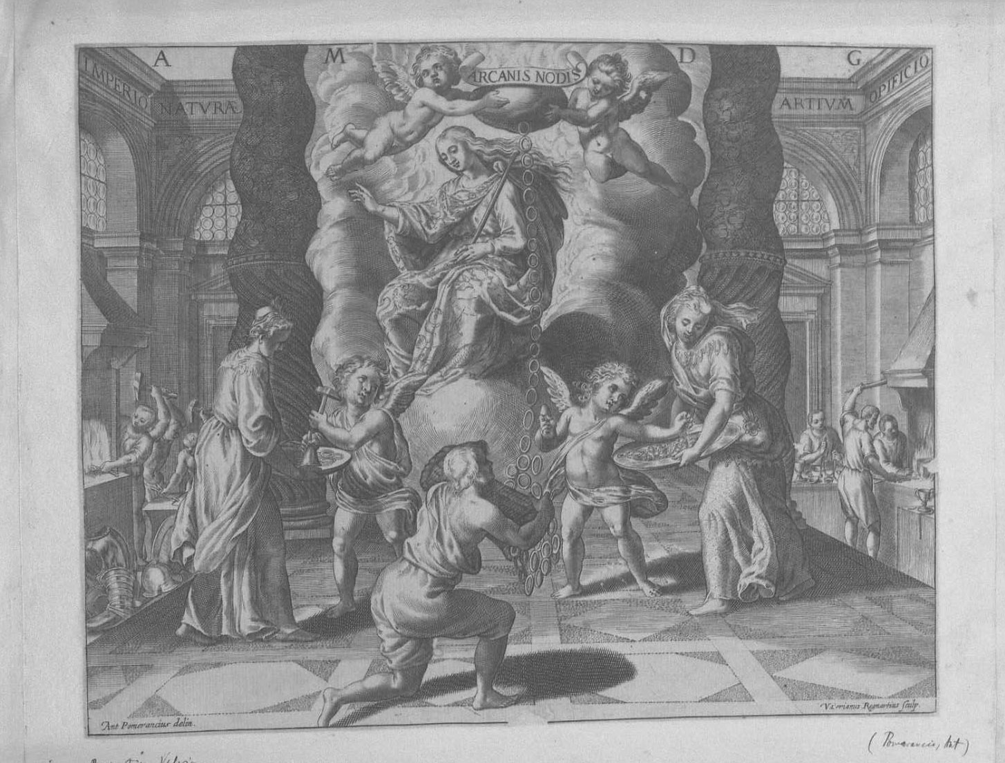 Mistica catena che lega gli avvenimenti umani, allegorie (stampa tagliata) di Regnard Valerien (secc. XVII/ XVIII)