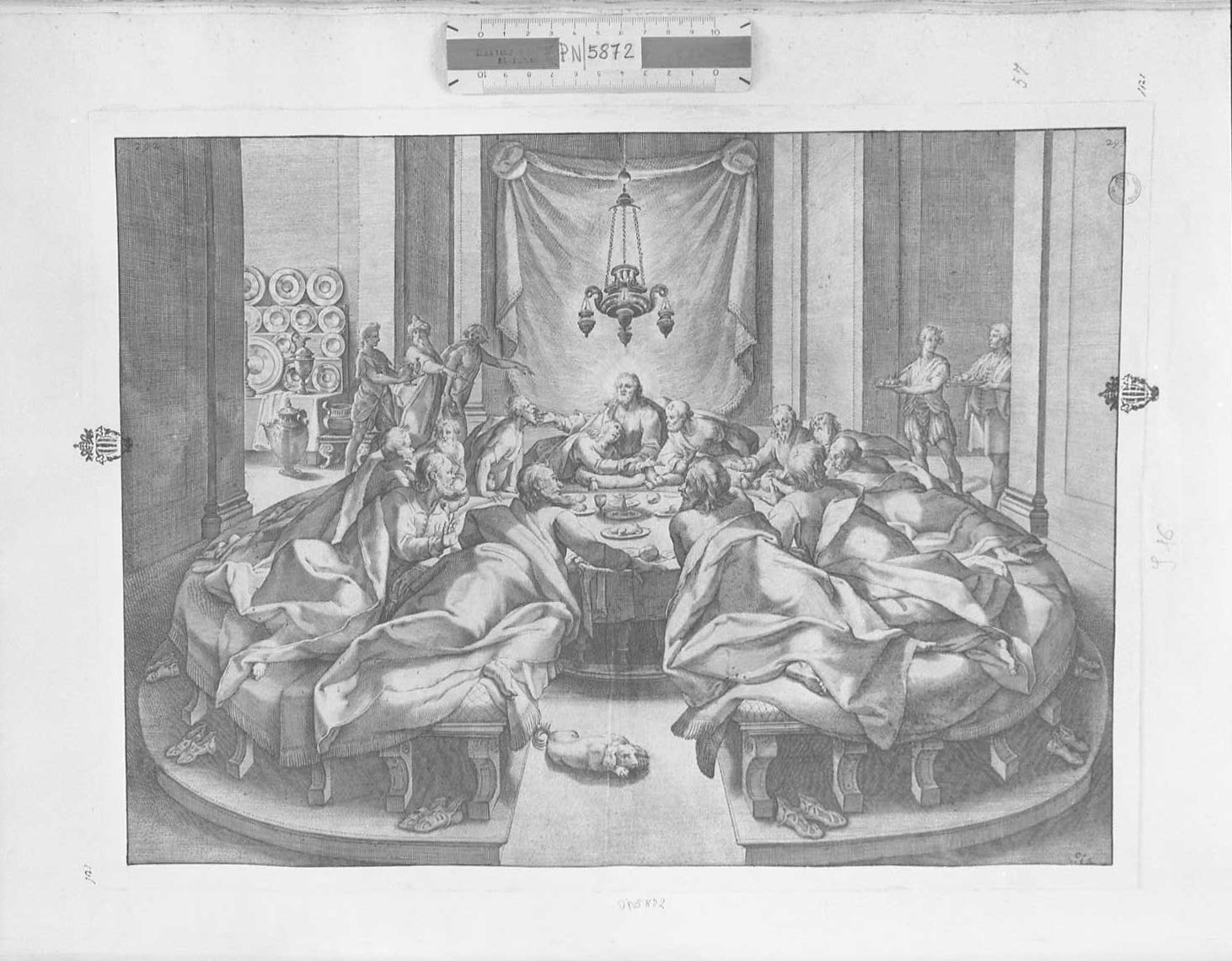 Gesù a cena con gli Apostoli, Cristo (stampa tagliata) - ambito italiano (sec. XVI)