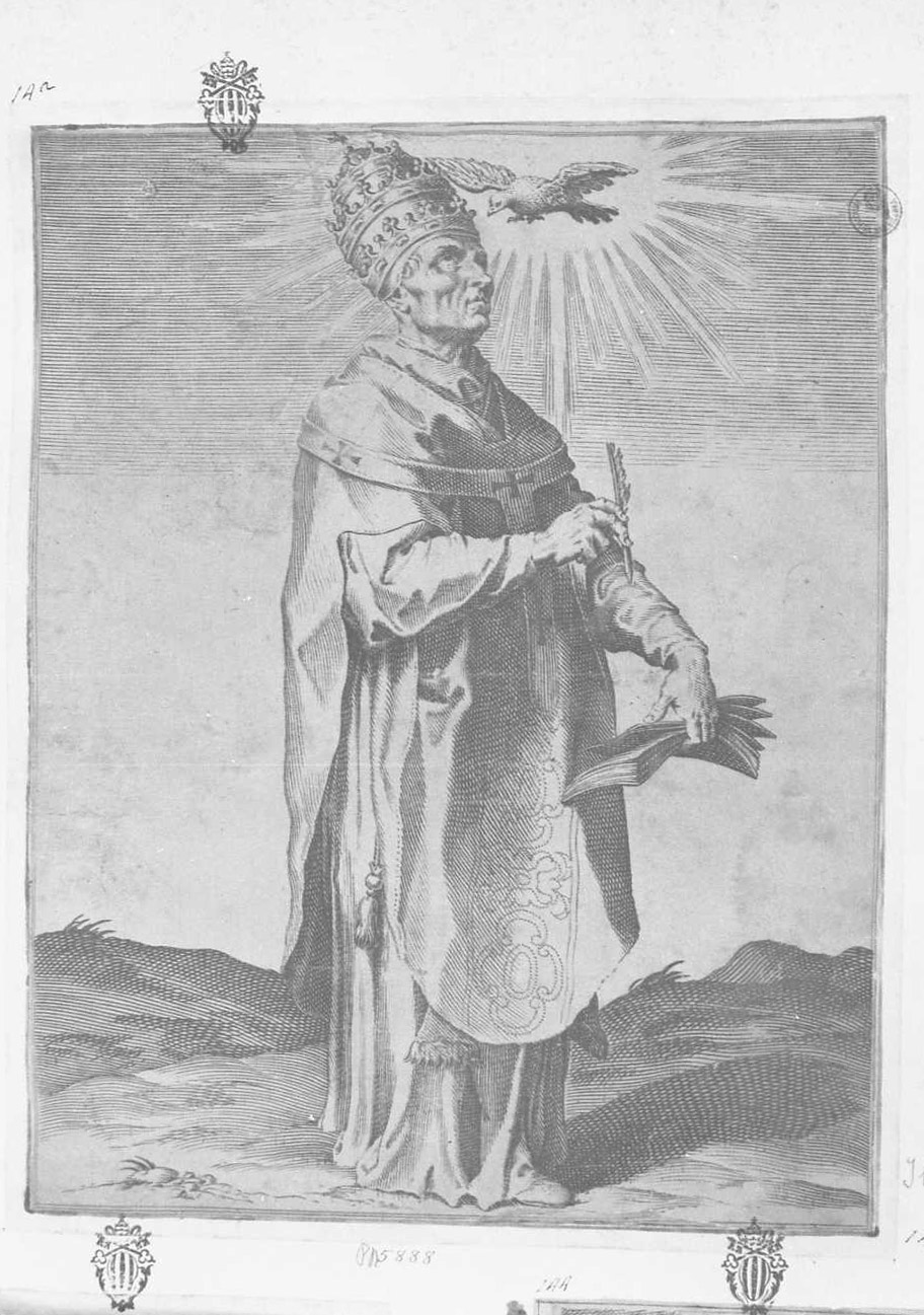 San Gregorio Magno e lo Spirito Santo, Santi (stampa tagliata) - ambito italiano (sec. XVI)