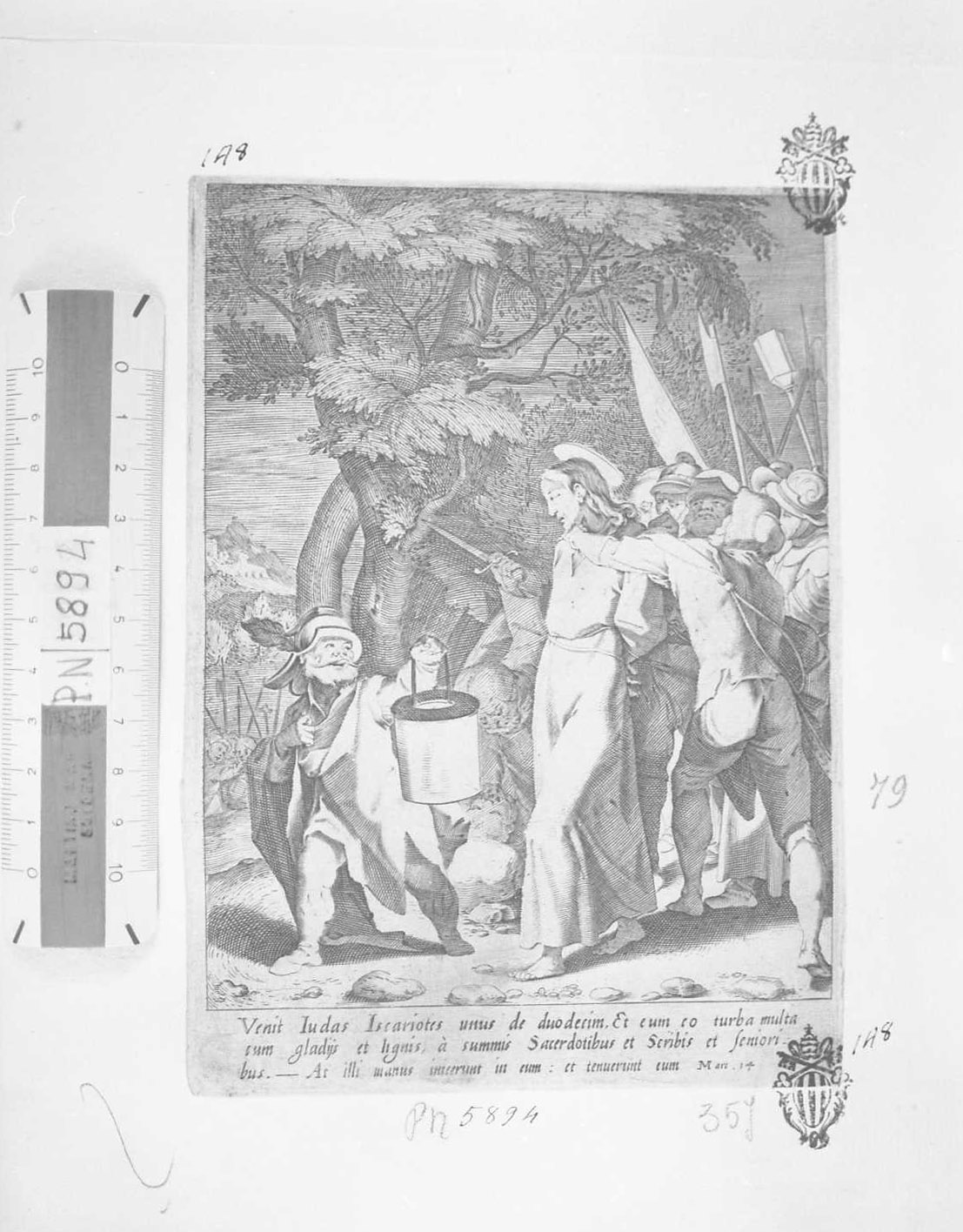 La Passione: la cattura di Cristo, Cristo (stampa tagliata) di De Jode Peeter (attribuito) (secc. XVI/ XVII)