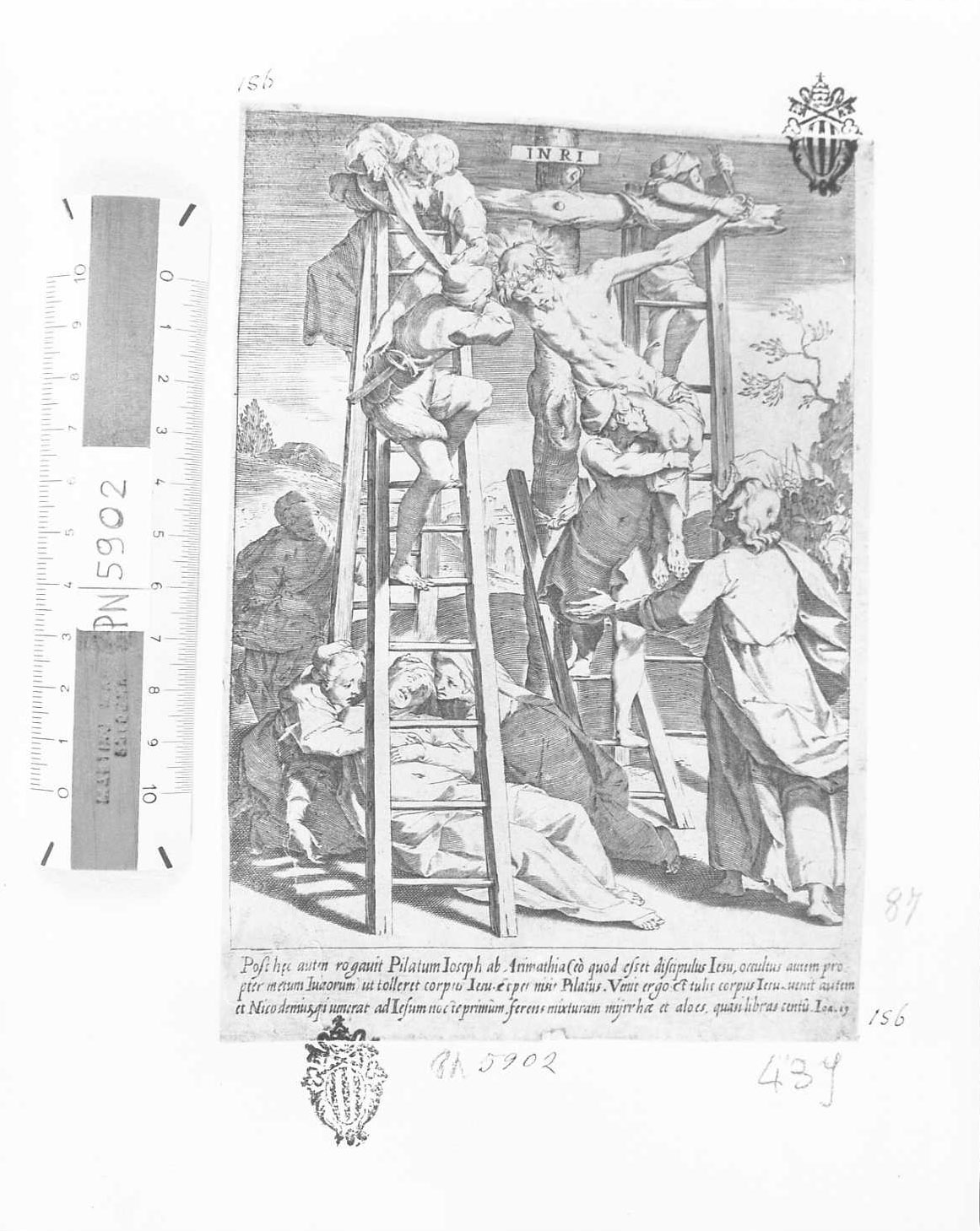 La Passione: Cristo deposto dalla Croce, Cristo (stampa tagliata) di De Jode Peeter (attribuito) (secc. XVI/ XVII)