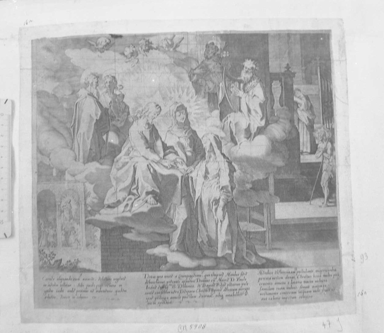 Vita e miracoli di Santa Caterina: Cristo da l'anello, Santi (stampa tagliata) di De Jode Peeter (secc. XVI/ XVII)