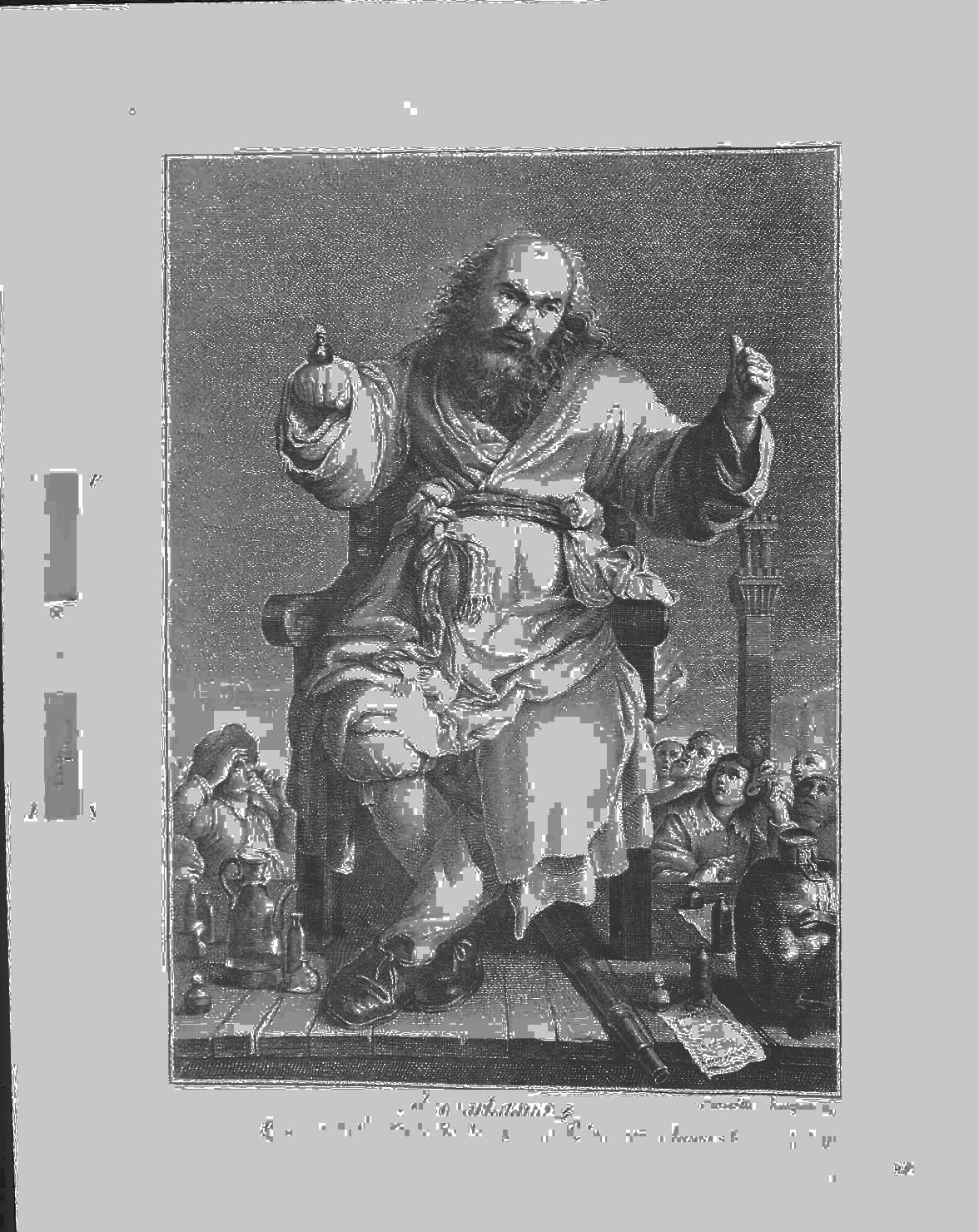 Il ciarlatano seduto, figure (stampa) di Polenzani Giovanni Battista (sec. XIX)