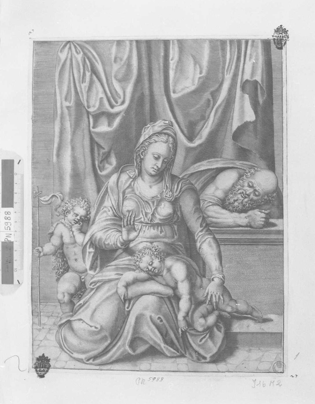 Sacra Famiglia con san Giovannino, Sacra Famiglia (stampa tagliata) - ambito fiorentino (sec. XVII)