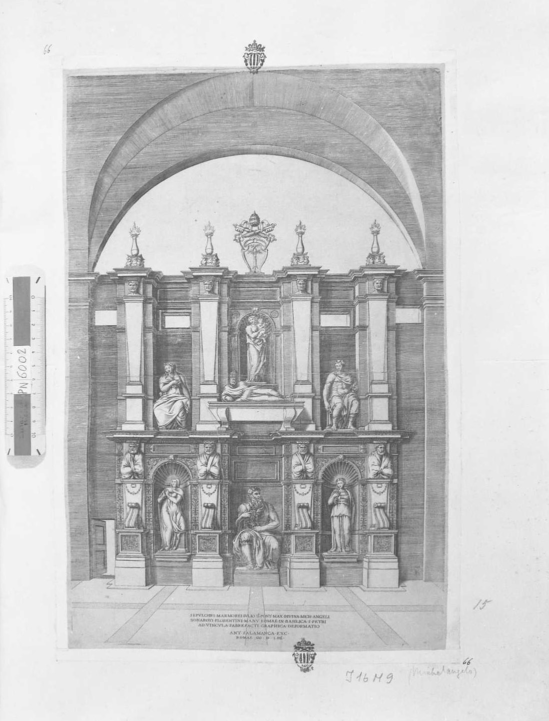 Il monumento a Giulio II, monumenti (stampa) di Salamanca Antonio (sec. XVI)