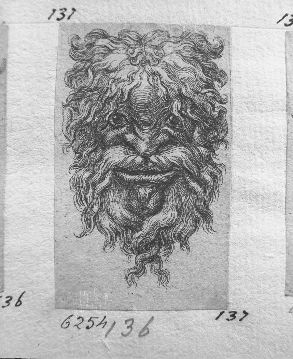 Mascherone, fregi (stampa tagliata) di Della Bella Stefano (attribuito) (sec. XVII)