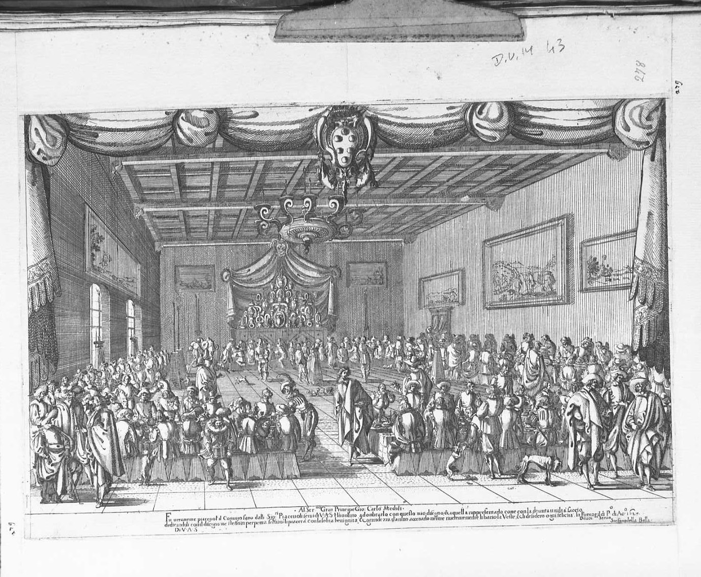 Il banchetto dei Piacevoli, figure (stampa) di Della Bella Stefano (sec. XVII)