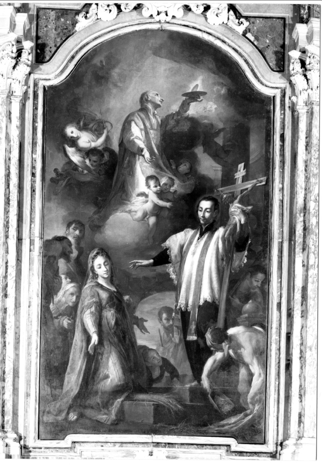 Miracolo di San Francesco Borgia e San Francesco Regis (pala d'altare) di Ghedini Giuseppe Antonio (sec. XVIII)