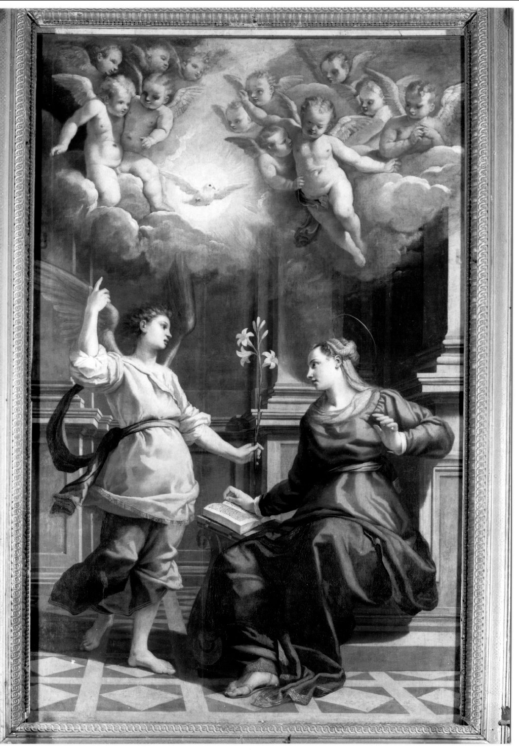 Annunciazione (pala d'altare) di Mazzuoli Giuseppe detto Bastarolo (sec. XVI)