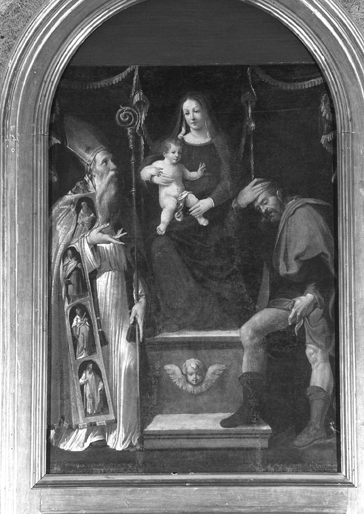 Madonna con Bambino tra Sant'Apollinare e San Rocco (dipinto) di Passarotti Bartolomeo (sec. XVI)