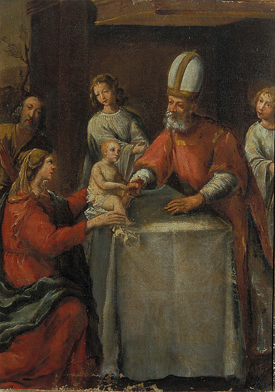 presentazione di Gesù al tempio (dipinto) - ambito ferrarese (sec. XVII)