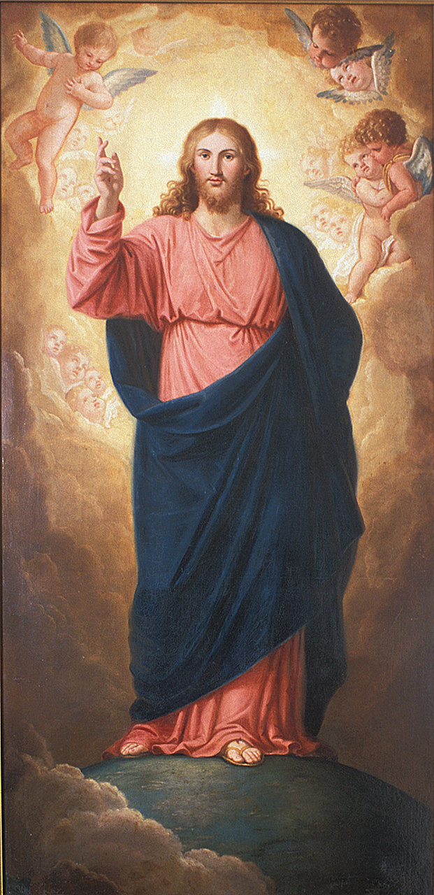 Cristo redentore benedicente (dipinto) - ambito ferrarese (sec. XIX)