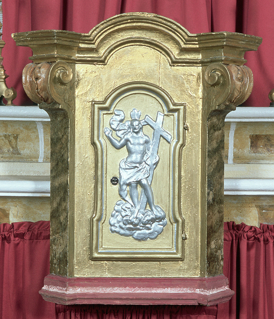Cristo risorto (tabernacolo - a frontale architettonico) - manifattura ferrarese (sec. XVIII)