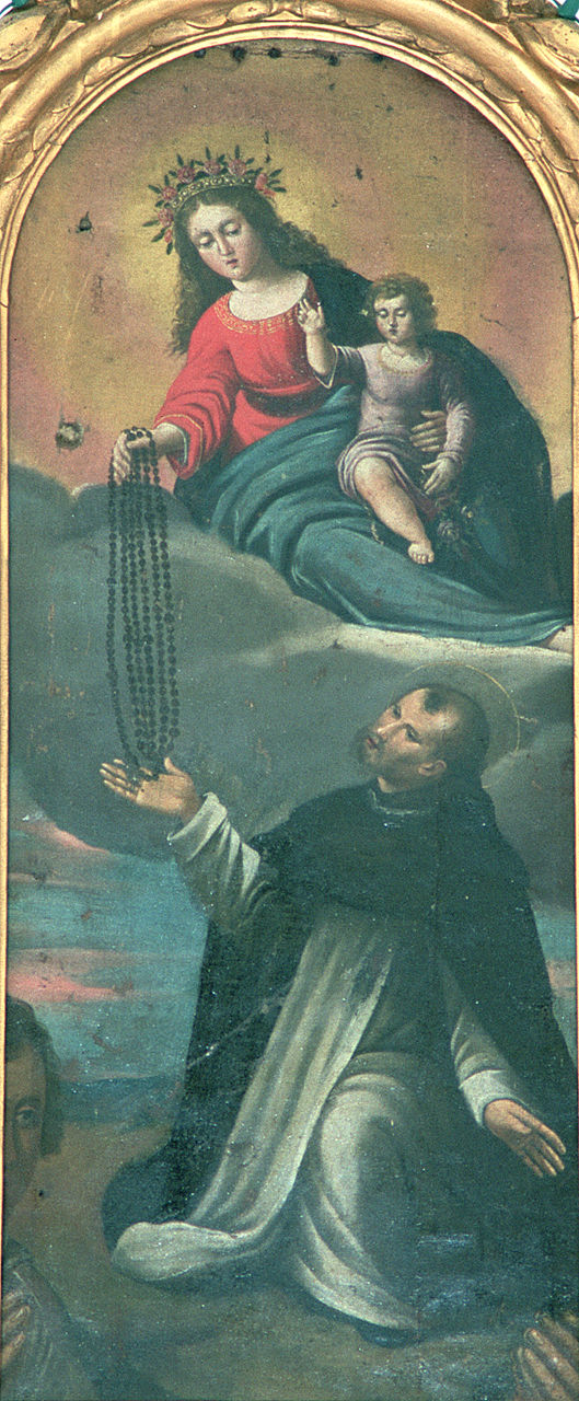 Madonna del Rosario (dipinto, frammento) - ambito ferrarese (seconda metà sec. XVII)