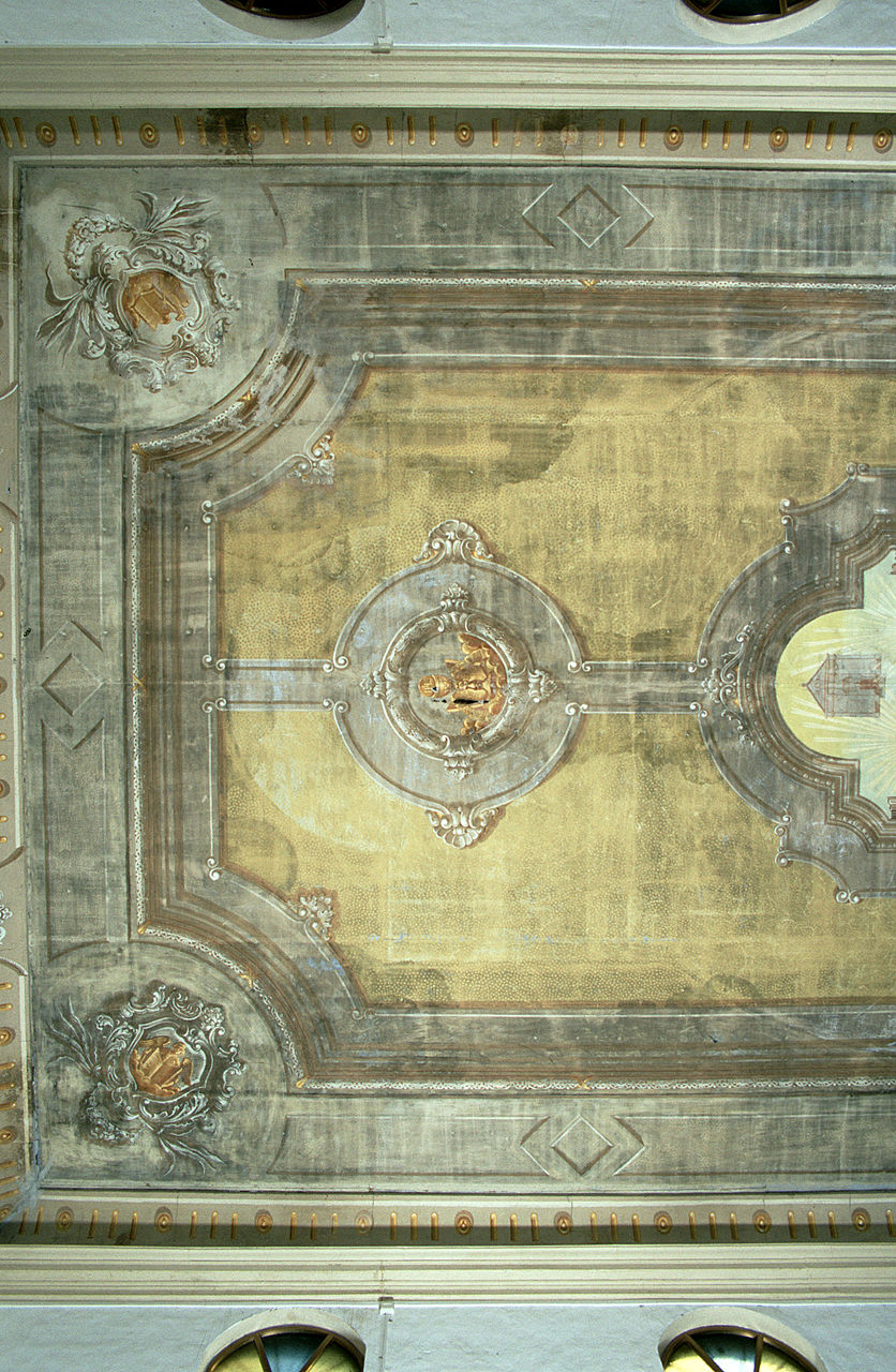 motivo decorativo a finta architettura con san Pietro e san Paolo, motivo decorativo (dipinto) - ambito ferrarese (primo quarto sec. XX)