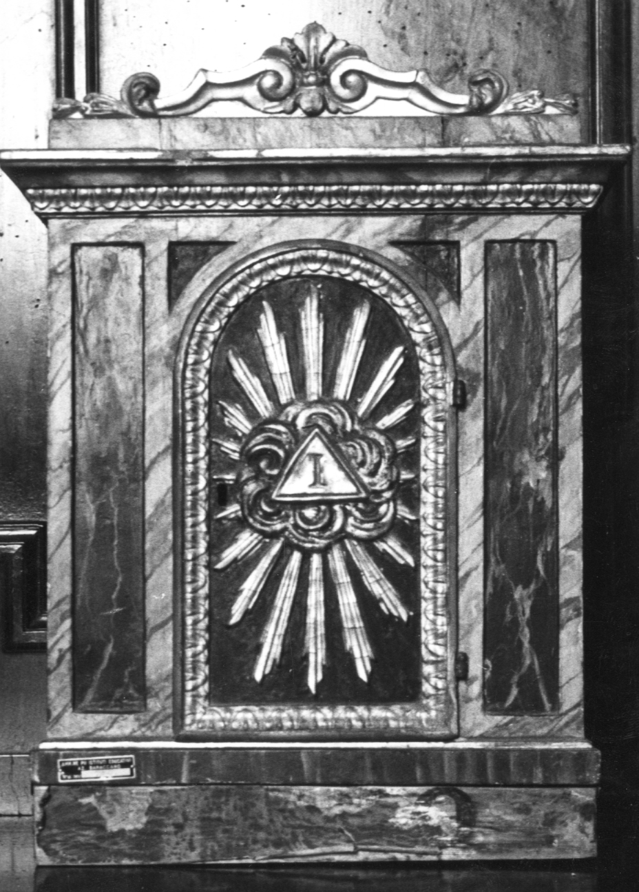 tabernacolo - a frontale architettonico - produzione bolognese (fine/inizio secc. XVII/ XVIII)