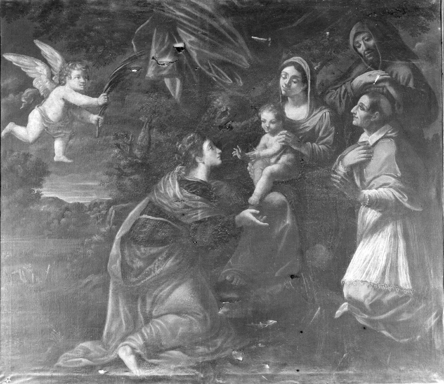 Madonna con Bambino/ Santa Lucia/ San Carlo/ San Francesco (dipinto) - scuola emiliana (sec. XVII)