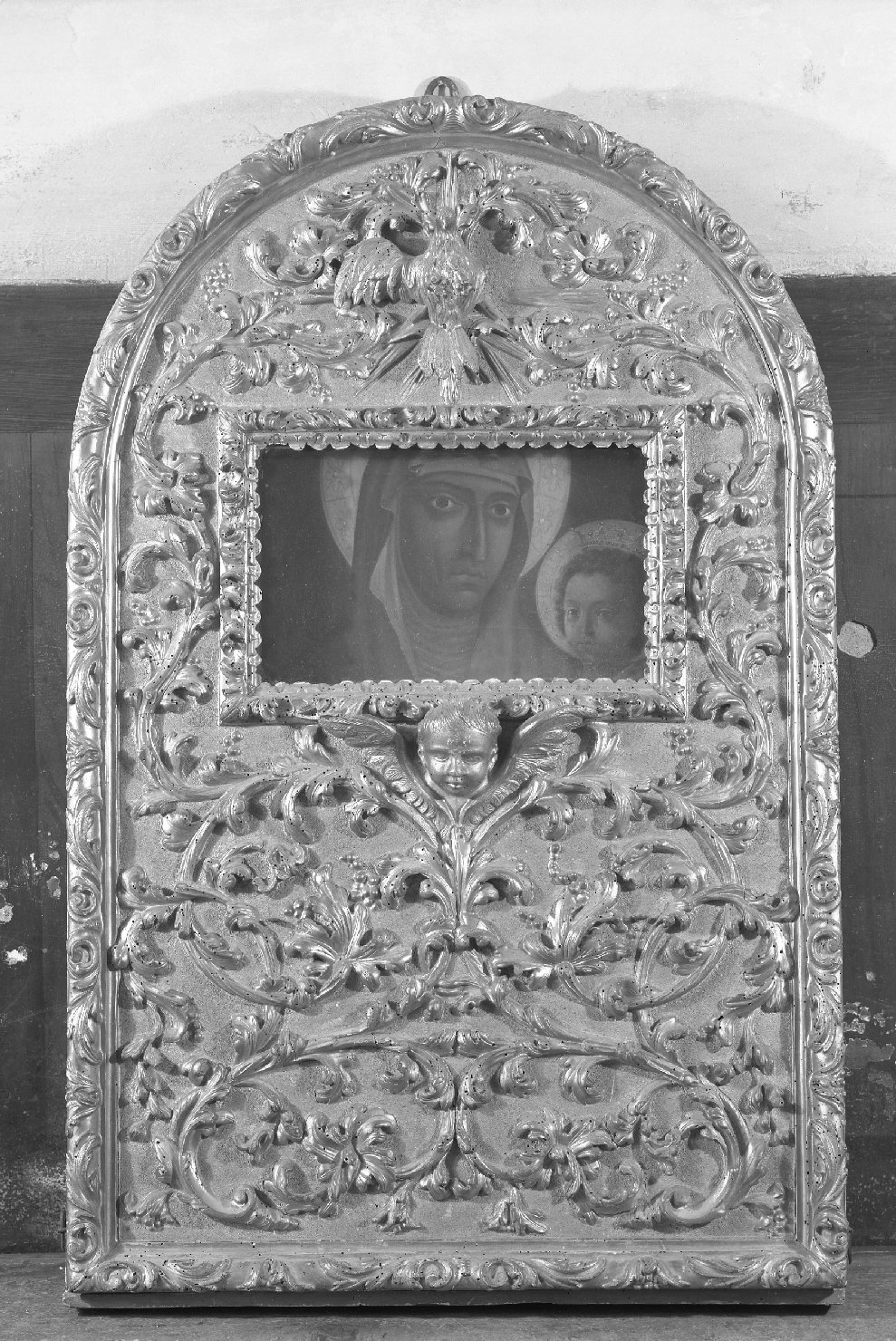 Madonna con Bambino (paliotto - a fenestrella) - ambito bolognese (secc. XVIII/ XIX)