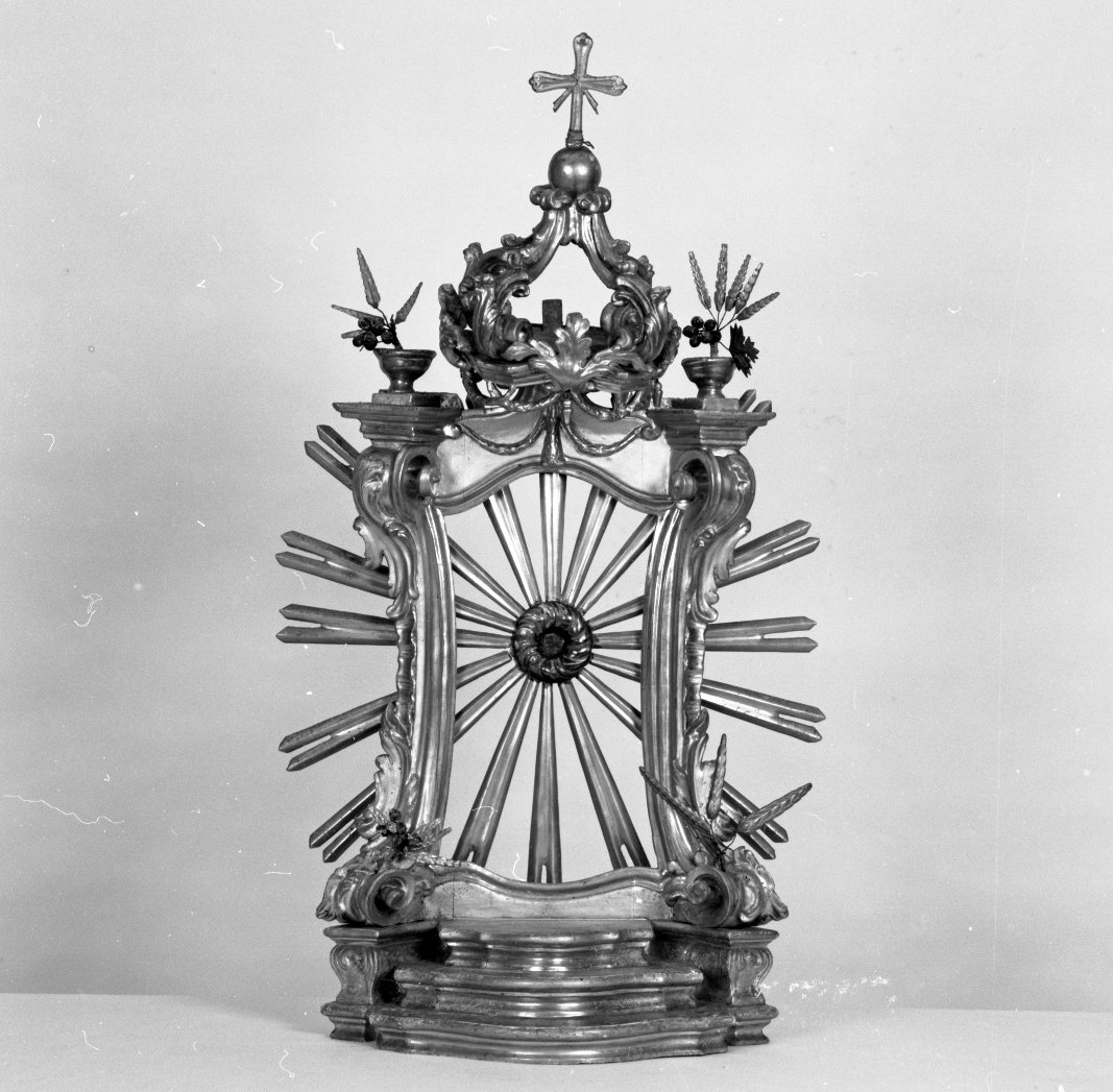 tronetto per esposizione eucaristica - a edicola - manifattura ferrarese (sec. XVIII)