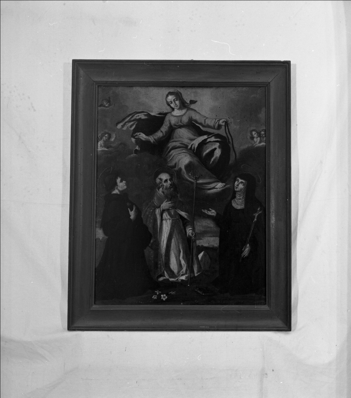 Madonna della Consolazione o della Cintura, Madonna in Gloria con Santa Monica; Sant' Agostino e San Nicola da Tolentino (dipinto) - ambito emiliano (secc. XVII/ XVIII)