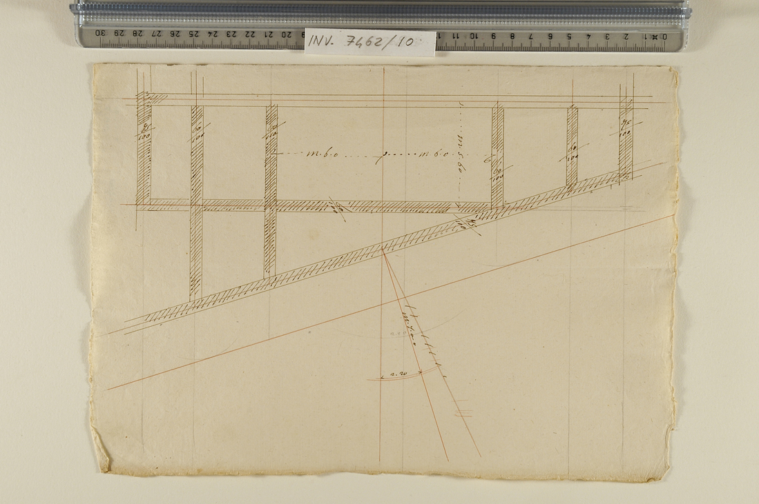 particolare di pianta di edificio (disegno) di Antolini Filippo (sec. XIX)