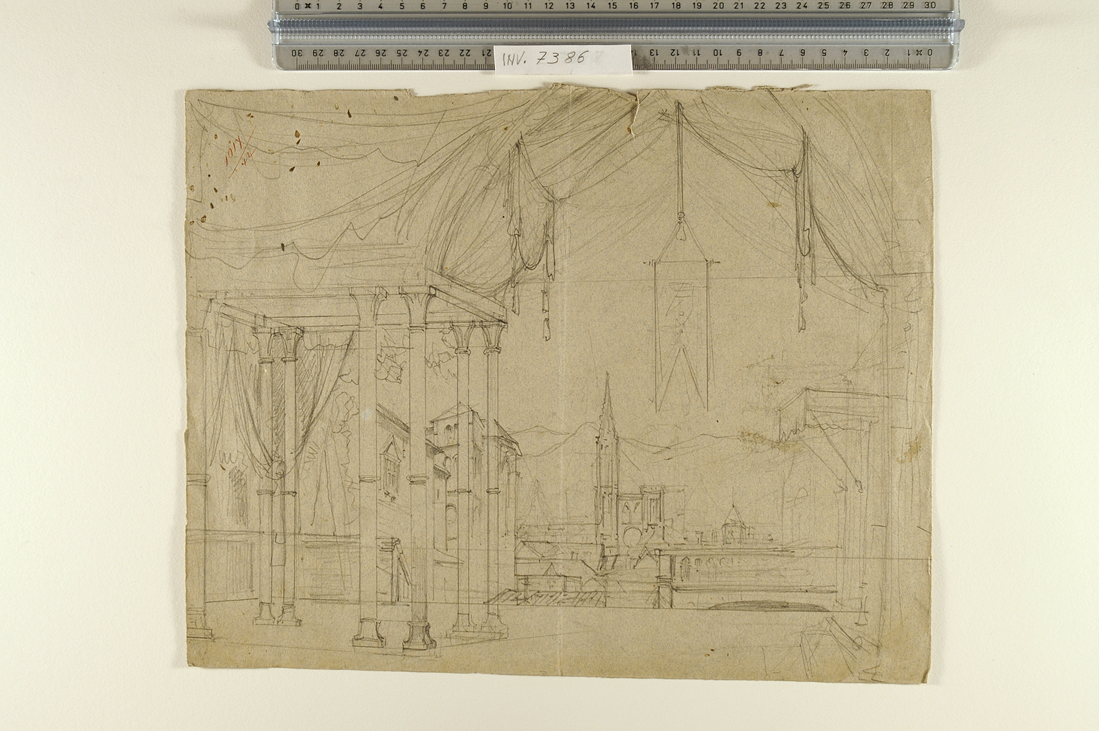 studio per una scenografia/ studi di composizione (disegno) di Busi Luigi (sec. XIX)