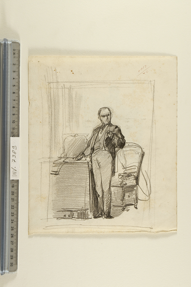 ritratto di Cavour (disegno preparatorio) di Busi Luigi (sec. XIX)