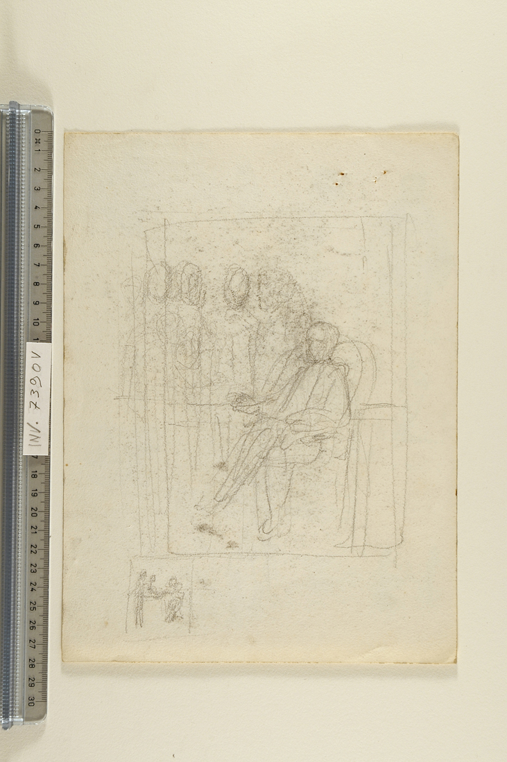ritratto di Cavour/ studio di figura maschile seduta (disegno preparatorio) di Busi Luigi (sec. XIX)