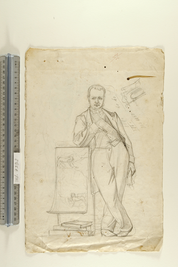 ritratto di Cavour/ studi di composizioni (disegno) di Busi Luigi (sec. XIX)