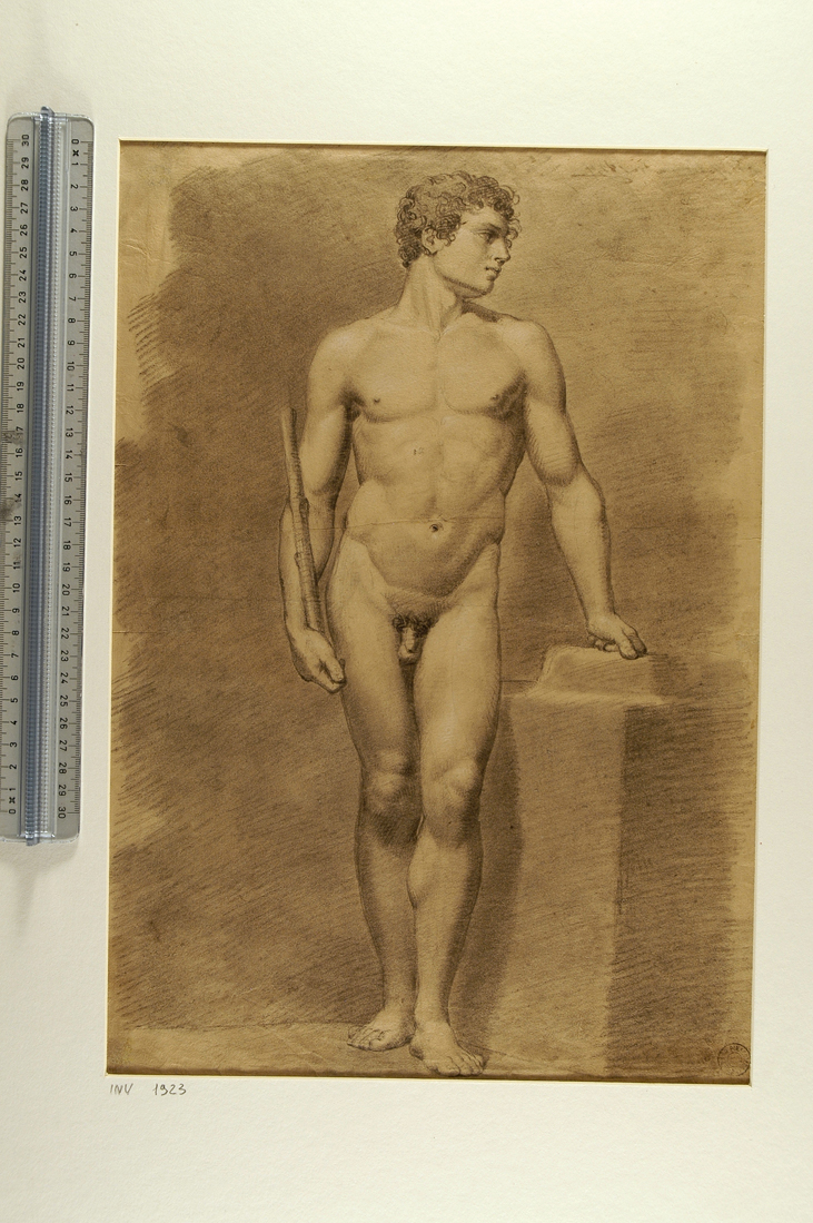 studio accademico di figura virile (disegno) di De Maria Giacomo (sec. XIX)