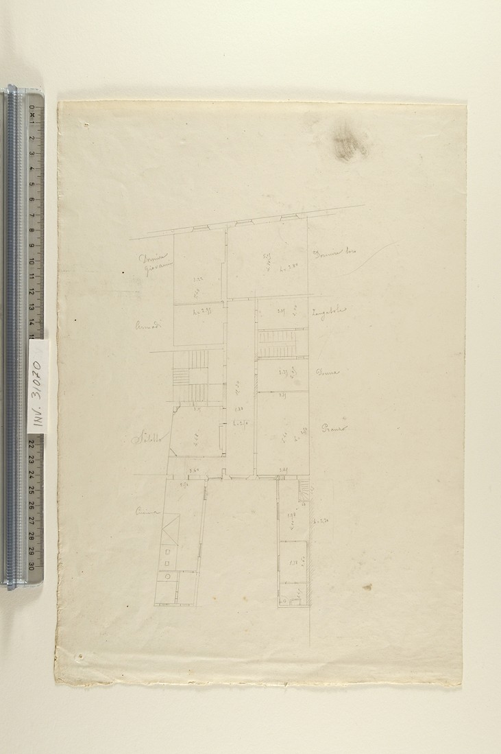 pianta di interno domestico (disegno) di Faccioli Raffaele (attribuito) (seconda metà sec. XIX)