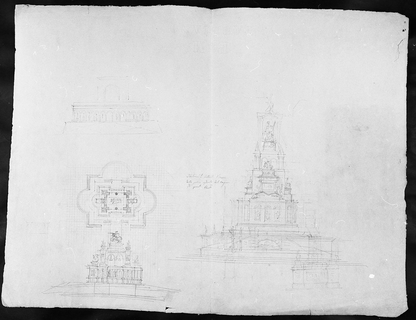 progetto di monumento ai caduti (disegno) di Faccioli Raffaele (attribuito) (secc. XIX/ XX)