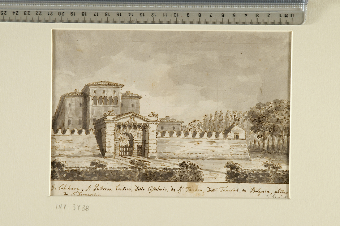 veduta del "Castellaccio" di Calcara (disegno) di Fancelli Giuseppe (attribuito) (sec. XVIII)