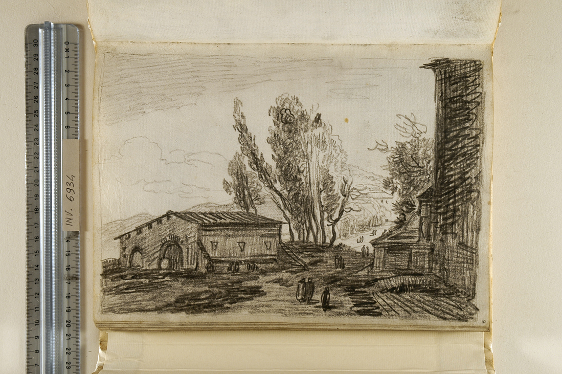 veduta di campagna presso Assisi (disegno, elemento d'insieme) di Giani Felice (fine sec. XVIII)