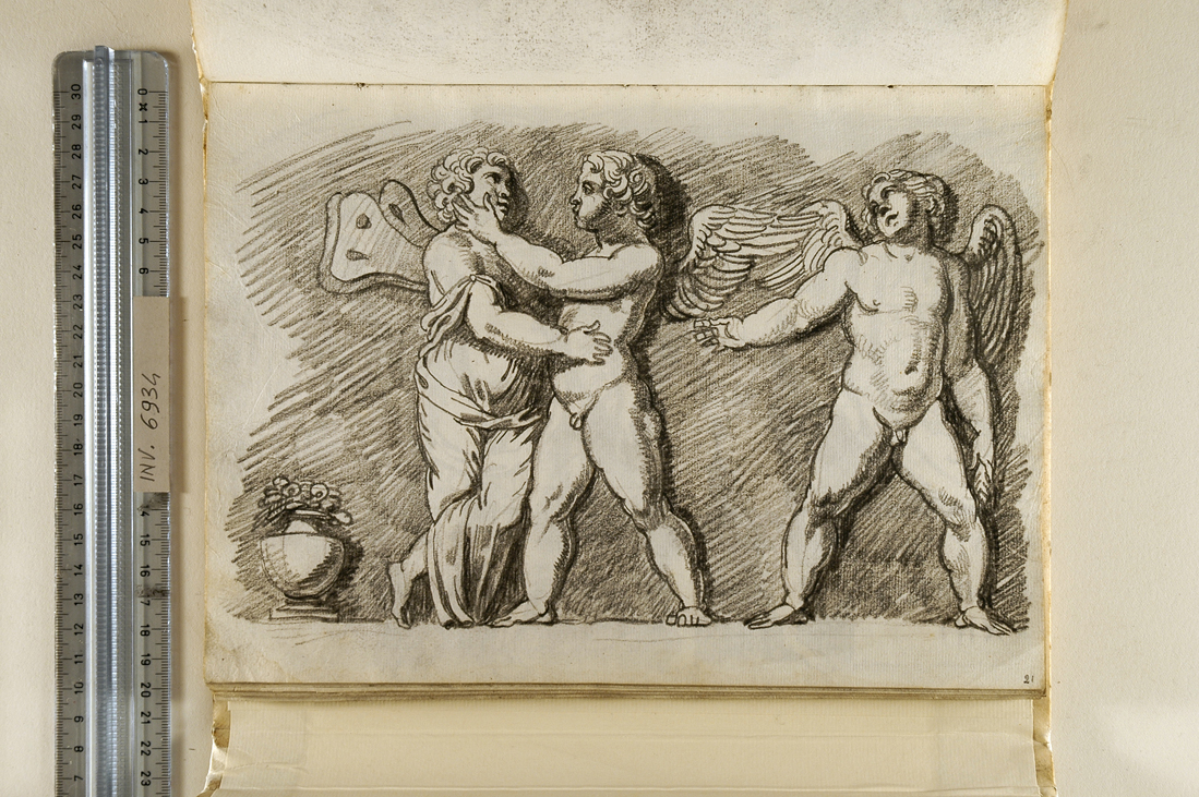 Cupido e Psiche (?) con un putto (disegno, elemento d'insieme) di Giani Felice (fine sec. XVIII)