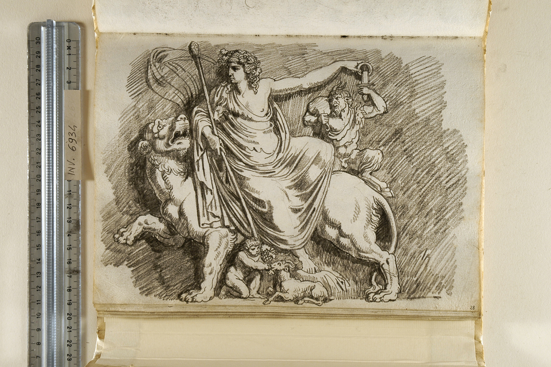 Bacco sul dorso di una leonessa (disegno, elemento d'insieme) di Giani Felice (fine sec. XVIII)
