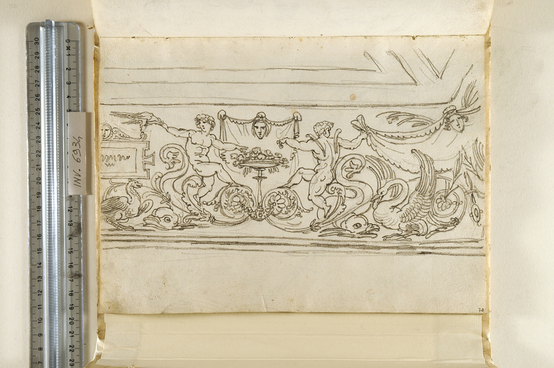 fregio (disegno preparatorio, elemento d'insieme) di Giani Felice (fine sec. XVIII)