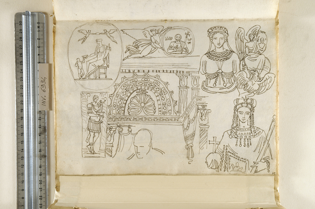 studi da dittici consolari (disegno, elemento d'insieme) di Giani Felice (fine sec. XVIII)