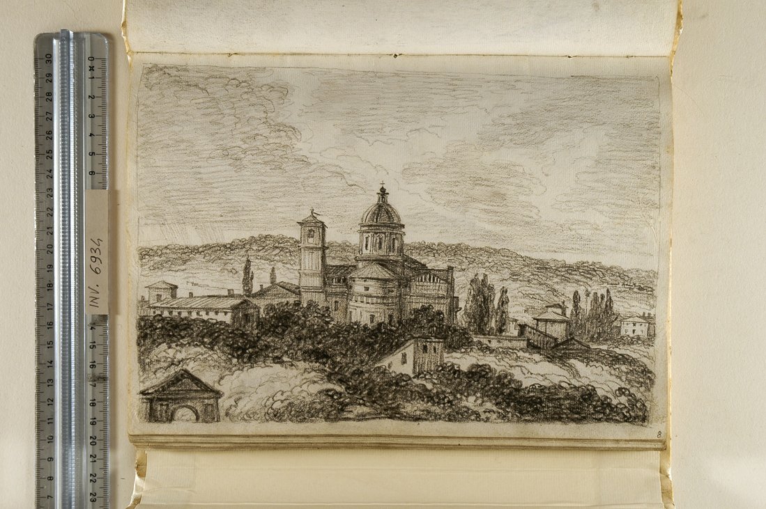 veduta della chiesa di Santa Maria degli Angeli ad Assisi (disegno, elemento d'insieme) di Giani Felice (fine sec. XVIII)