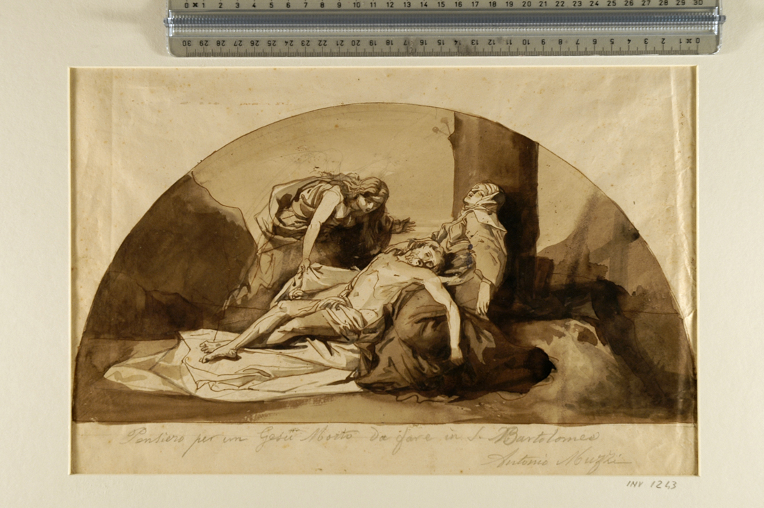 compianto sul Cristo morto (disegno preparatorio) di Muzzi Antonio (sec. XIX)