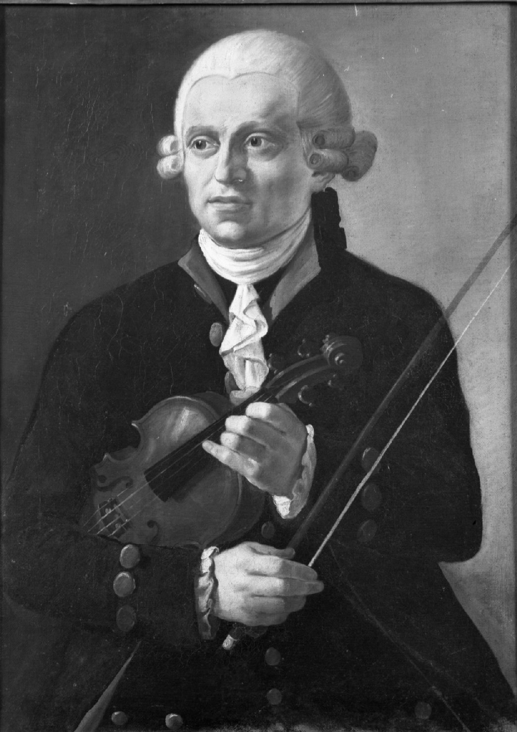 Ritratto di ignoto violinista (dipinto, elemento d'insieme) di Crescimbeni Angelo (seconda metà sec. XVIII)