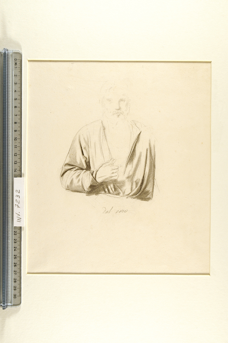 studio di busto di uomo con blusa (disegno) di Muzzi Antonio (attribuito) (sec. XIX)
