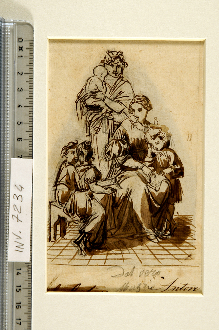 gruppo familiare (disegno) di Muzzi Antonio (sec. XIX)