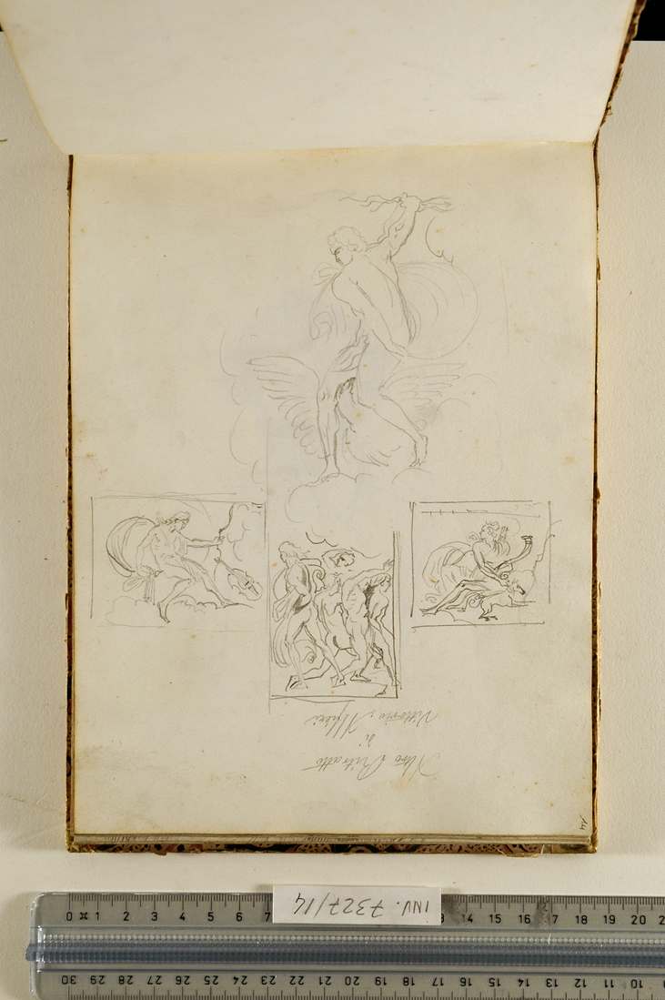 scena mitologica con Giove e altri personaggi (disegno, elemento d'insieme) di Muzzi Antonio (sec. XIX)